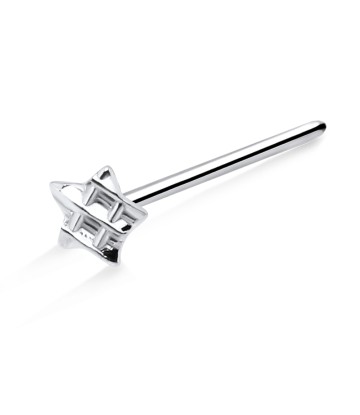 Checked Star Silver Straight Nose Stud NSKA-03a